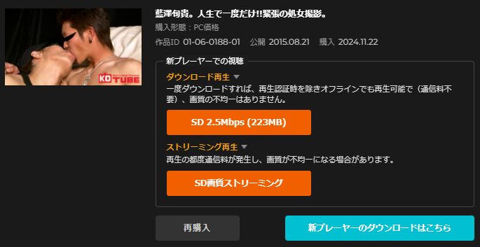 購入履歴：管理人の「KO TUBE」マイページより