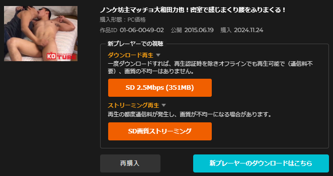 購入履歴：管理人の「KO TUBE」マイページより